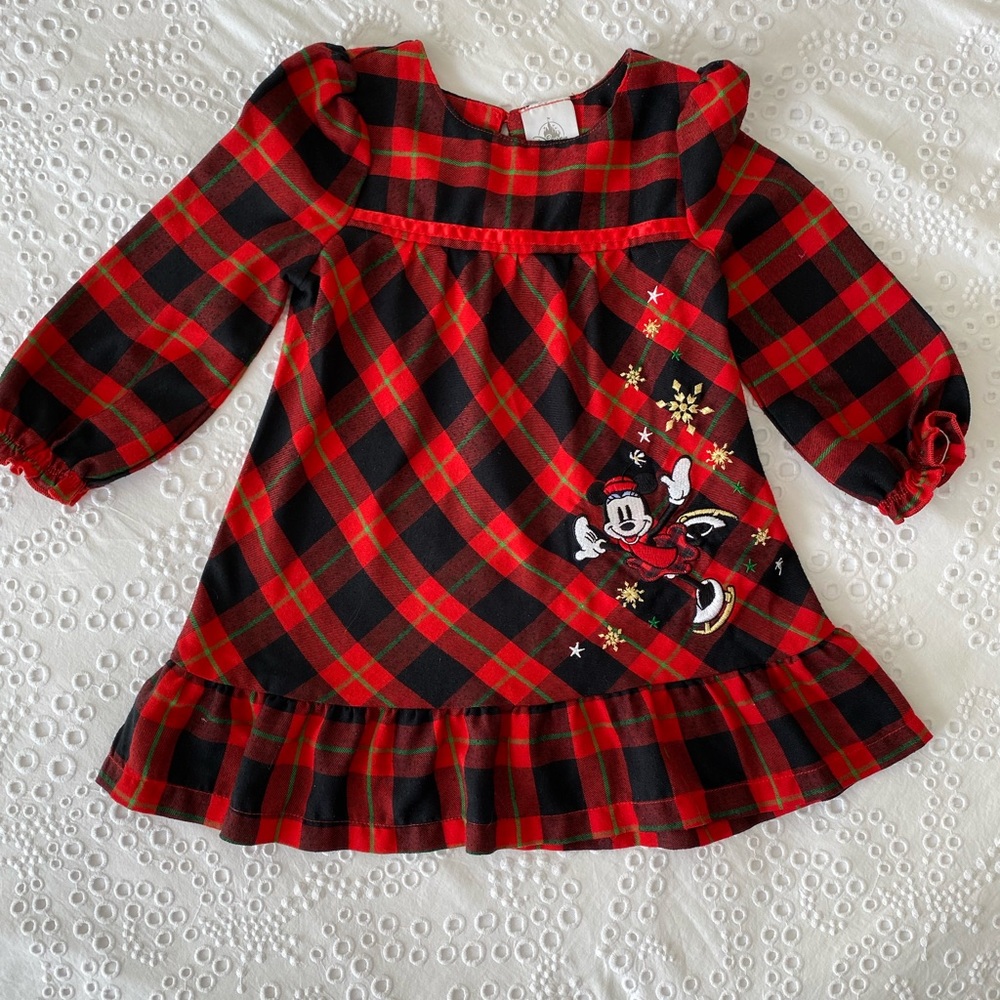 Red Plaid dress with Mini Mouse Appliqué